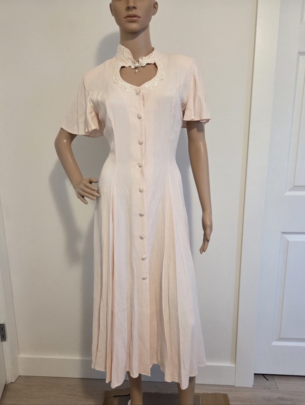 Vintage Emblem Blush Pink Midi Dress